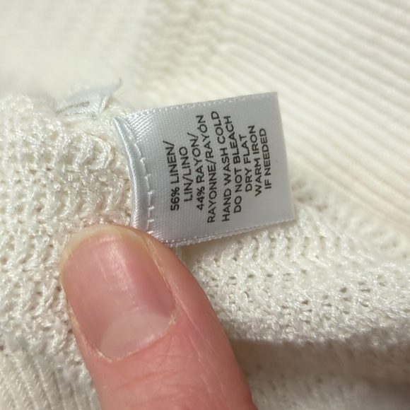 LOFT Cream Lightweight Pointelle Sweater - Picture 4 of 4